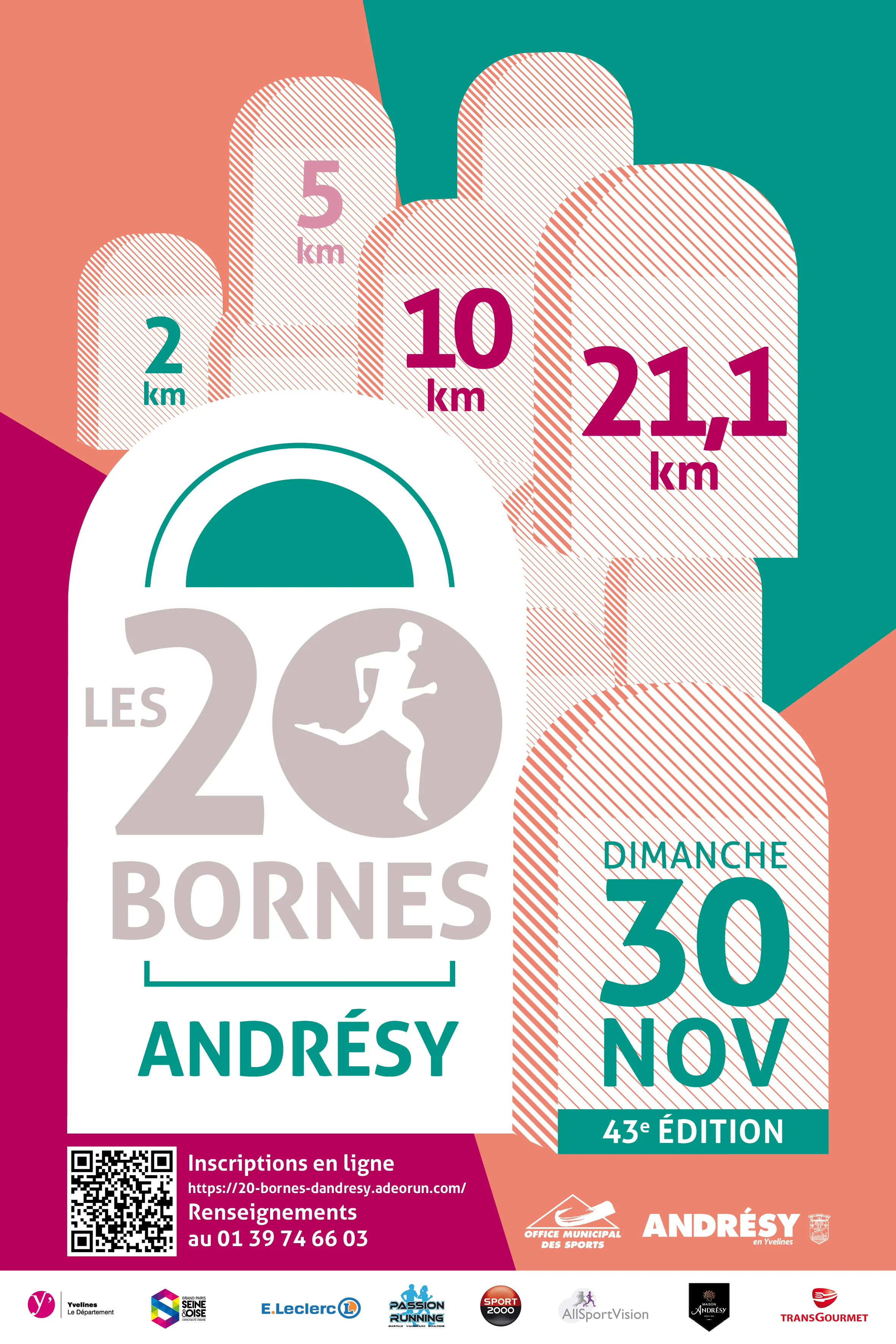 Affiche officielle course à pied 20 Bornes d'Andrésy 2025